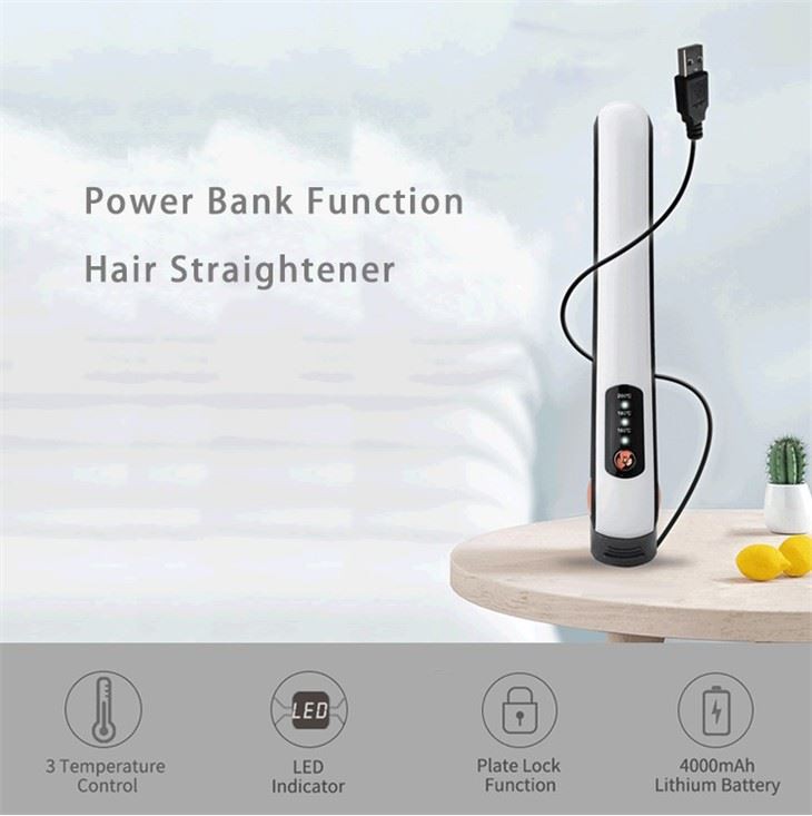 USB endurhlaðanleg þráðlaus ferðast hárréttari